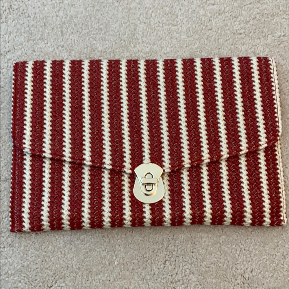 Red and white clutch